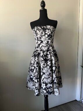 Vittorio Corset Back Floral Strapless A-Line Dress